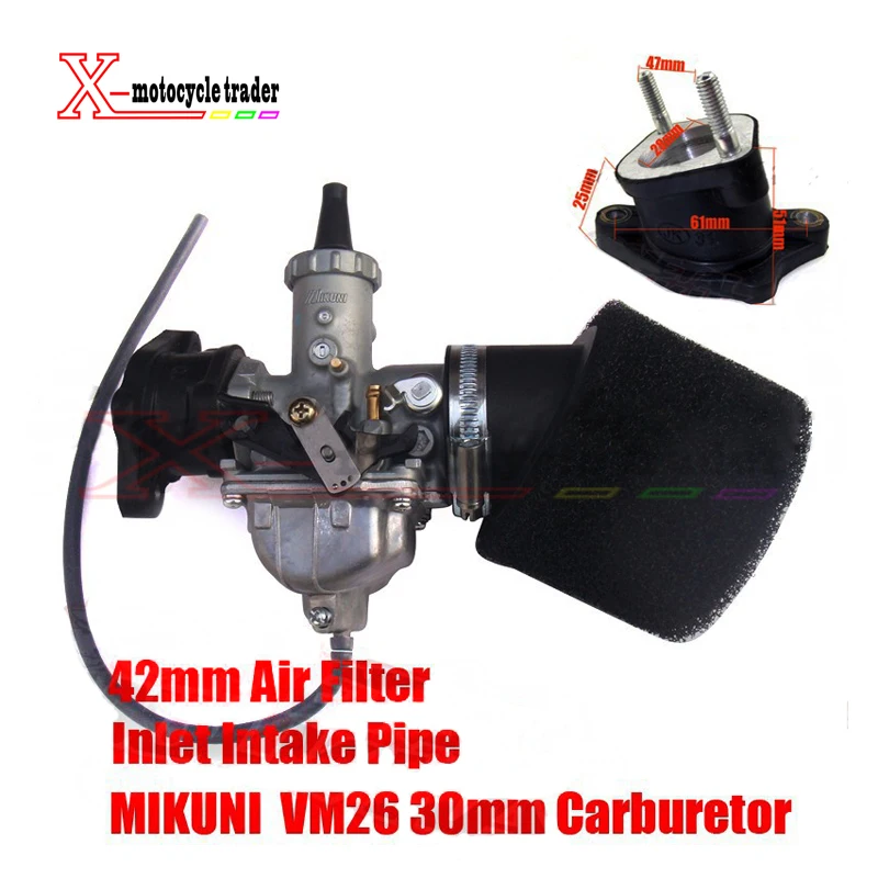 MIKUNI Carburetor VM26 PZ30 Kit + Inlet Intake Pipe Air Filter 200cc