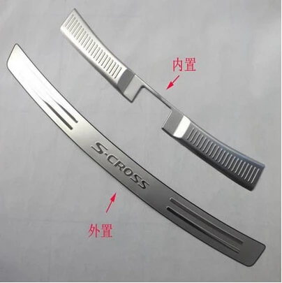 for Suzuki  SX4 S Cross  2013 2014 Built Rearguards Stainless Steel Rear Bumper Protector Car Styling  Stickers Accessories 2pcs