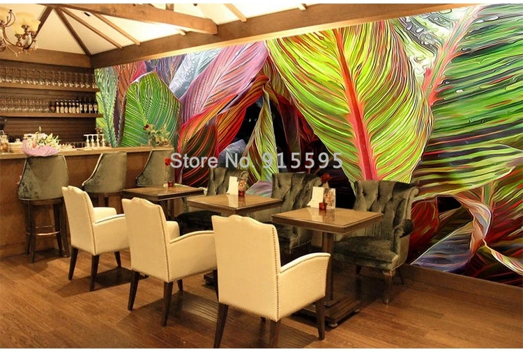 На заказ 3D большая фреска спальня гостиная диван тв обои ручная роспись тропический лес Банановый Лист нетканый Фотообои