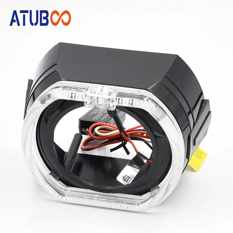Mortalha com Mortalha Lente do Projetor Estilo do Carro Olho para 2.5 Preto Quadrada Anjo 3.0 Mini Hid Vermelho Branco Capa Farol Máscara Led - 8 Cheap Acessórios para luzes do carro
