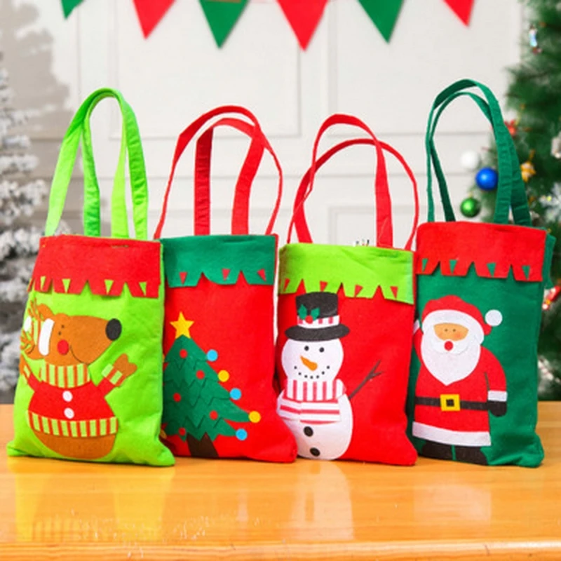 

Christmas Decoration Candy Bag Creative Tree Pattern Santa Snowman Elk Gift Candy Bag Handmade Sewing Christmas Gift Bag