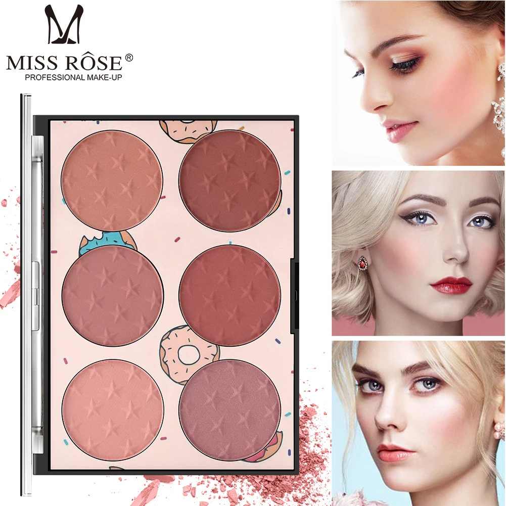 MISS ROSE розовый 6 цветов Минеральные румяна палитра бронзовая стойкая приятная для кожи Румяна коробка для макияжа Корейская пудра TSLM2