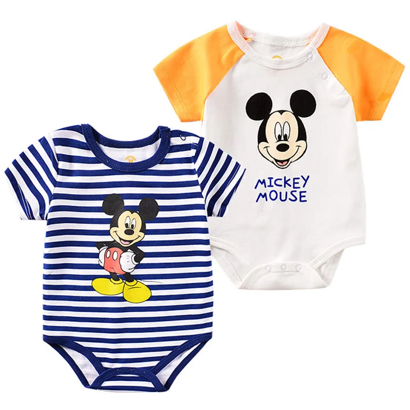 Baby Mickey Mouse Clothes 100 Cotton Short Sleeve Rompers Summer