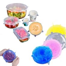 6 шт./компл. силиконовые растягивающиеся крышки Универсальная крышка Силиконовая пищевая плёнка чаша горшок крышка Силиконовая крышка сковорода кулинарные кухонные принадлежности Инструменты