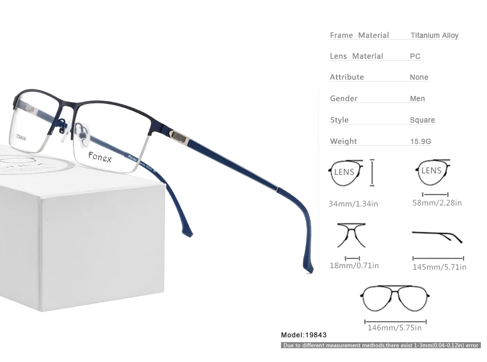 FONEX, сплав, оправа для очков, для мужчин, новинка, мужской квадратный светильник, очки по рецепту, полублизорукость, оптические оправы, Безвинтовые очки 9843