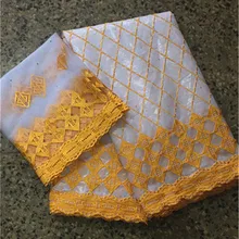 Базен riche getzner белый Нигерии кружевной ткани хлопок африканская Базен brode из жаккардовой парчи для платья 5+ 2 ярдов/партия