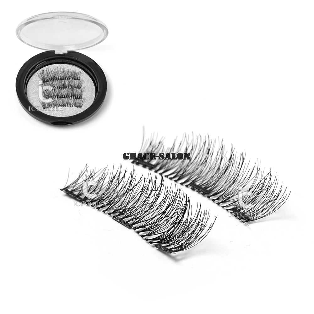 ICYCHEER 4pc/1set Triple Magnetic False Eyelashes 3D Reusable Natural Full Magnet Fake Eye Lash Long Thick Lashes Extension | Красота и