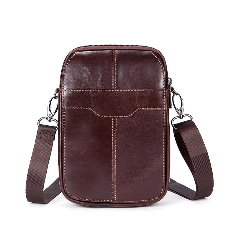 

Factory direct Fashion soft surface genuine Leather men's bag brand retro Cowhide men's pockets fashion casual Crossbody Bags