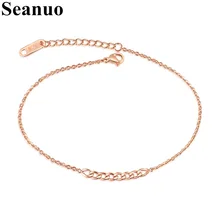 Seanuo Очаровательные простые ножные браслеты с цепочкой для женщин цвета розового золота женские пляжные украшение для лодыжки Wish браслеты Let ножные браслеты