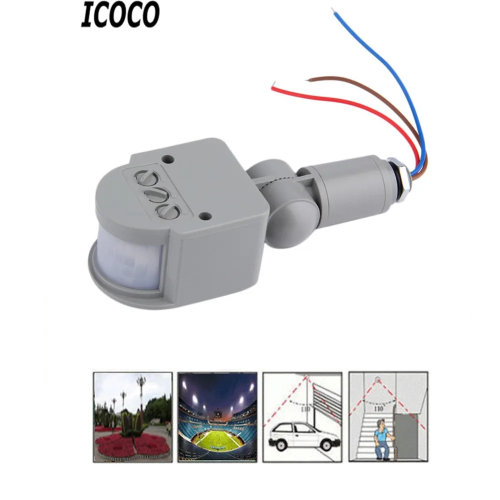 

AC 220V Infrared PIR Motion Sensor Switch With LED Light Automatic Outdoor Motion Sensor Light Switch 140 Sensor Degrees