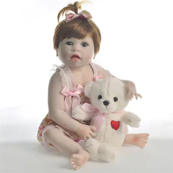 

Silicone reborn bebes Princess Dolls Toddler Vinyl Simulated Doll Reborn Christmas Gifts bebe alive reborn with bear gifts 57cm