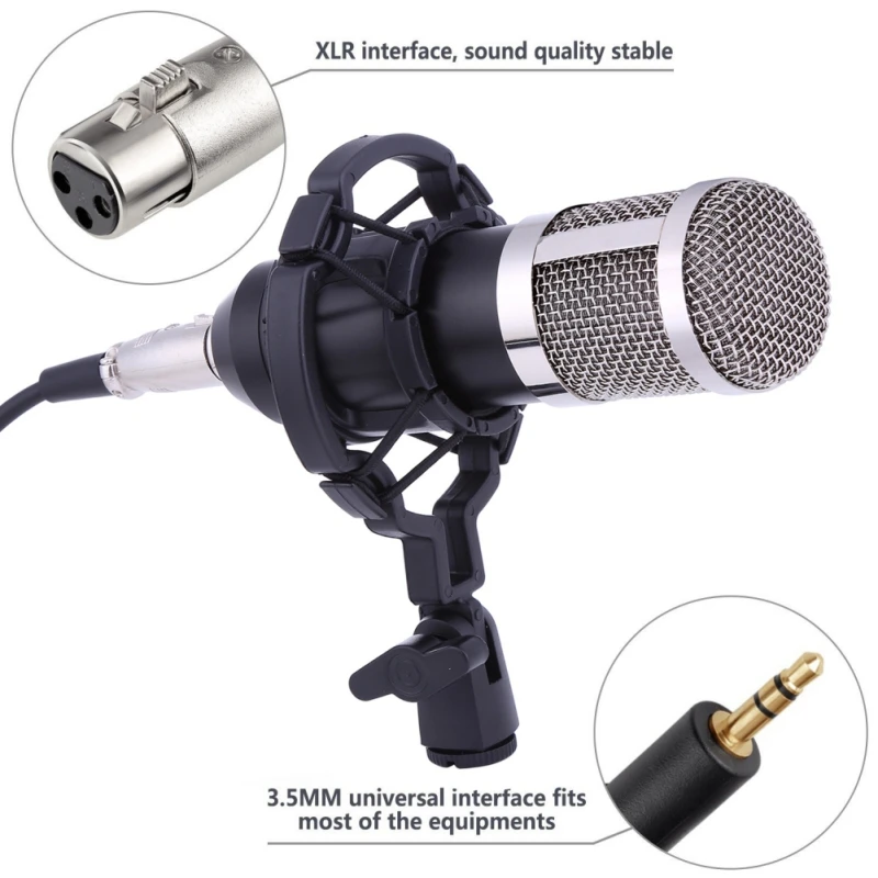 

EDAL Professional BM-800 Condenser Microphone for computer Audio Studio Vocal Recording Mic KTV Karaoke Microphone stand Set