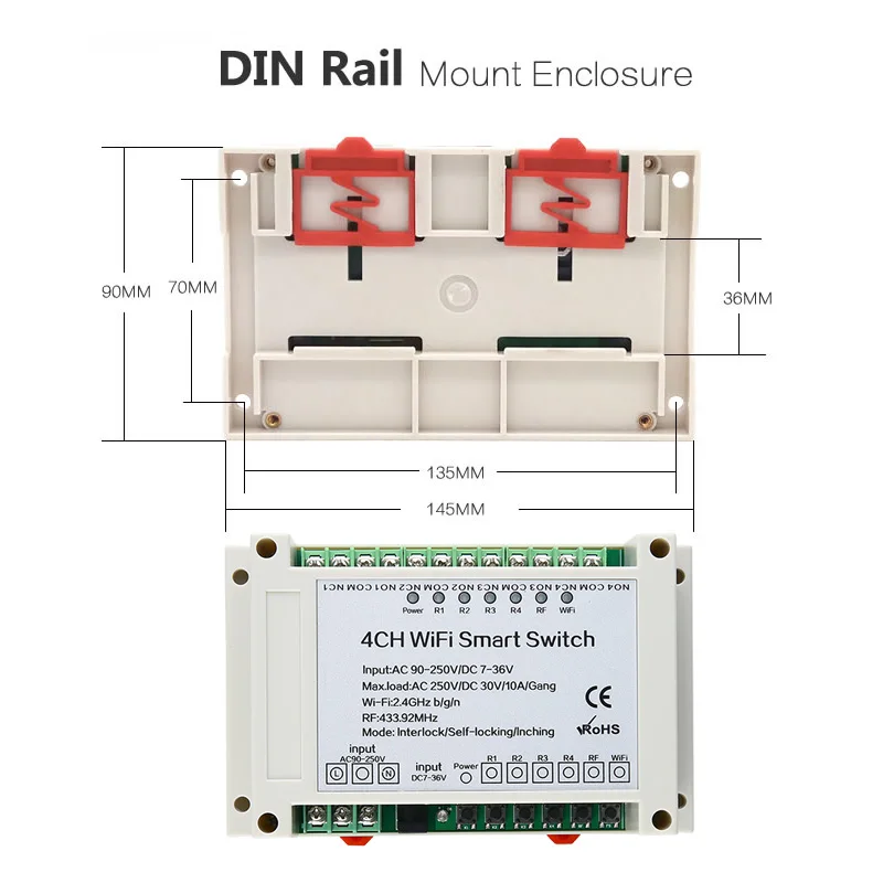 AC110V 220V DC12V 24V 36V Wi-Fi 4CH переключатель умный дом устройства модуль Беспроводной удаленного Управление выключатель+ 433MHz RF передатчик
