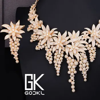 

GODKI Luxury Flower Cubic Zircon Nigerian Jewelry sets For Women wedding DUBAI Gold Jewelry sets African beads Jewelry Sets 2018