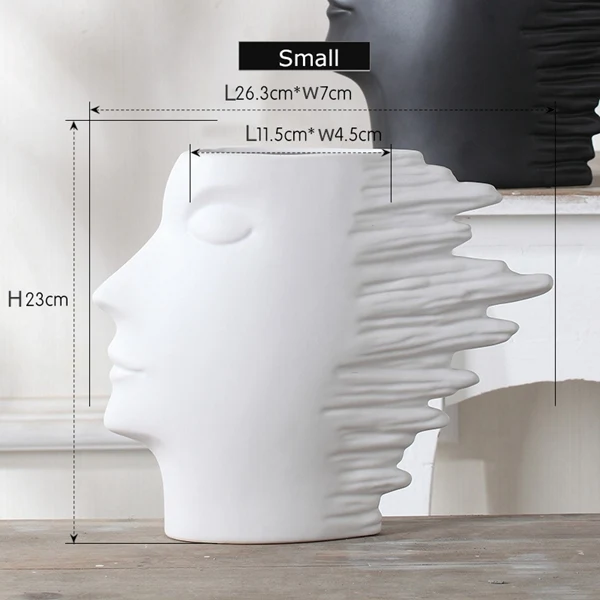 1 шт. минимализм абстрактная белая керамическая головка, модель вазы, статуэтки в скандинавском стиле, украшение для домашнего интерьера, керамические украшения - Цвет: White Small