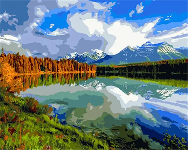 

DRAWJOY Seascape Canvas Painting By Numbers Framed Wall Pictures DIY Canvas Oil Painting Home Decor For Living Room