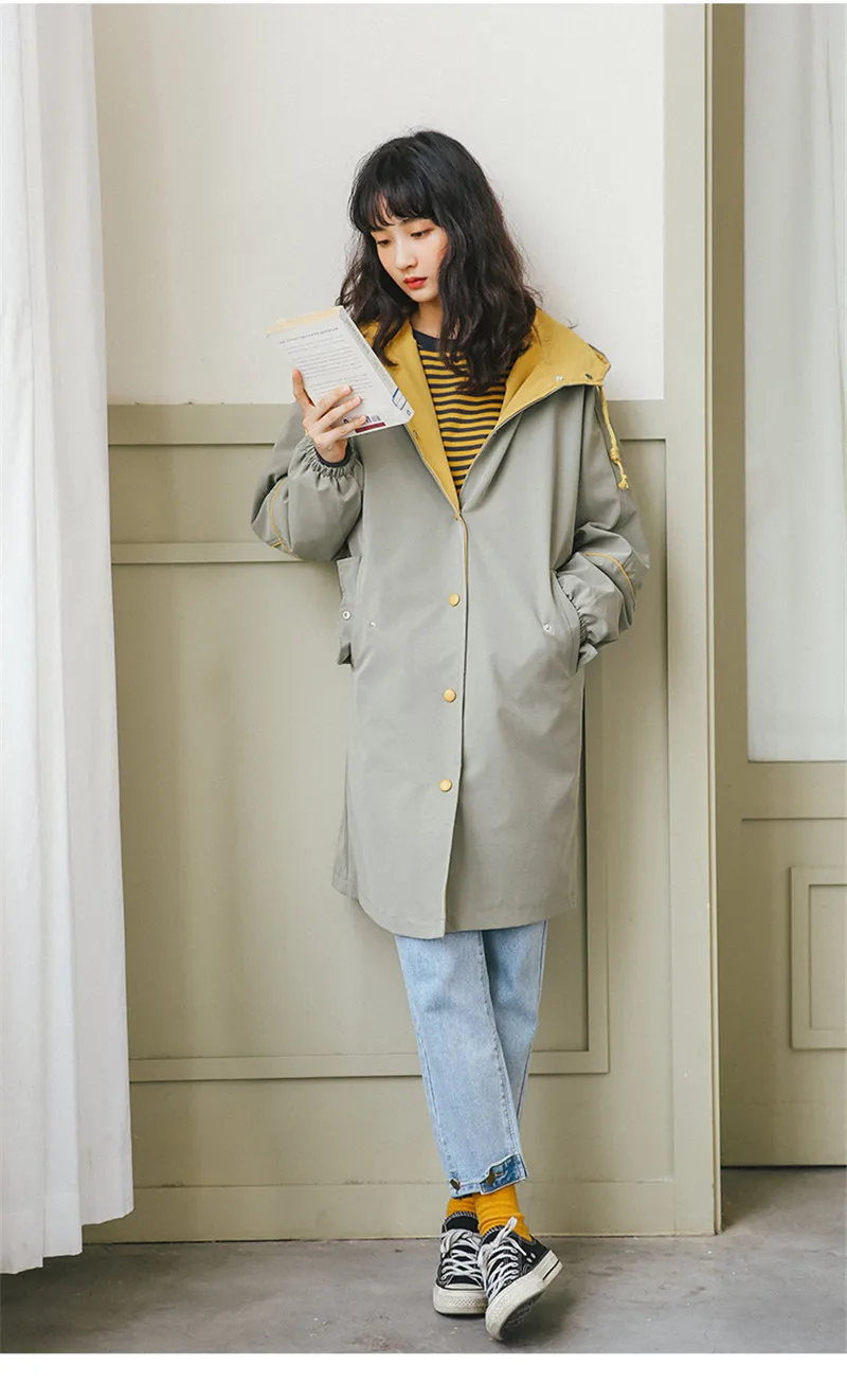 Модная шикарная Толстая куртка женское осеннее корейское зимнее пальто Новинка Весенняя Длинная ветровка пальто женская верхняя одежда с капюшоном X370