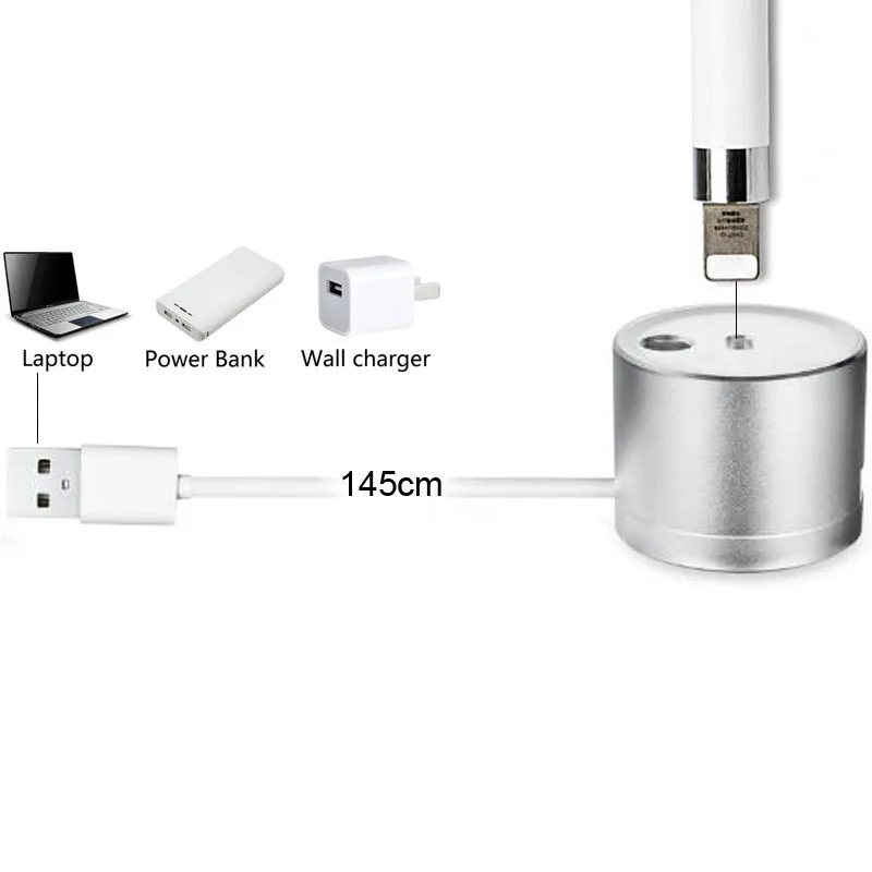 

1pcs New OOTDTY Aluminum Charger Dock Station Holder With 145cm USB 2.0 Extension Cable For iPad Pro Pencil High Quality