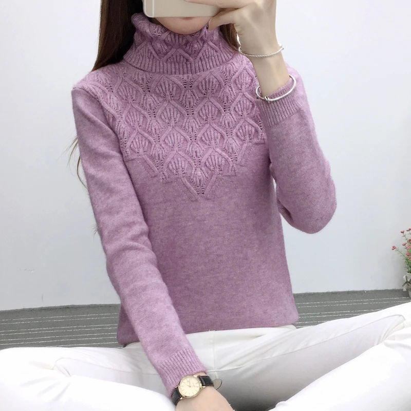 

Plus size autumn winter women's sweater 2019 long-sleeved Thicken warm casual knitt sweater high collar loose Elasticity sweater