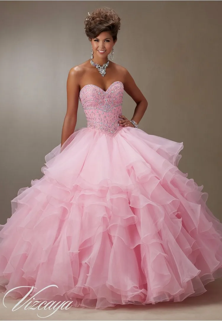 2016 Newest Organza Tiered Quinceanera Dresses Mint Green