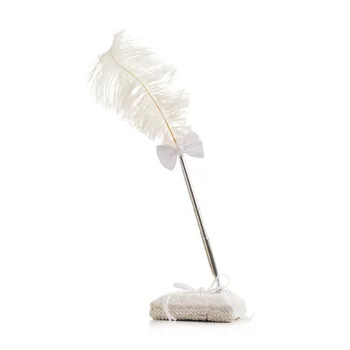 

Feather Pen with Holder Wedding Bridal Guest Signing Pen with Base