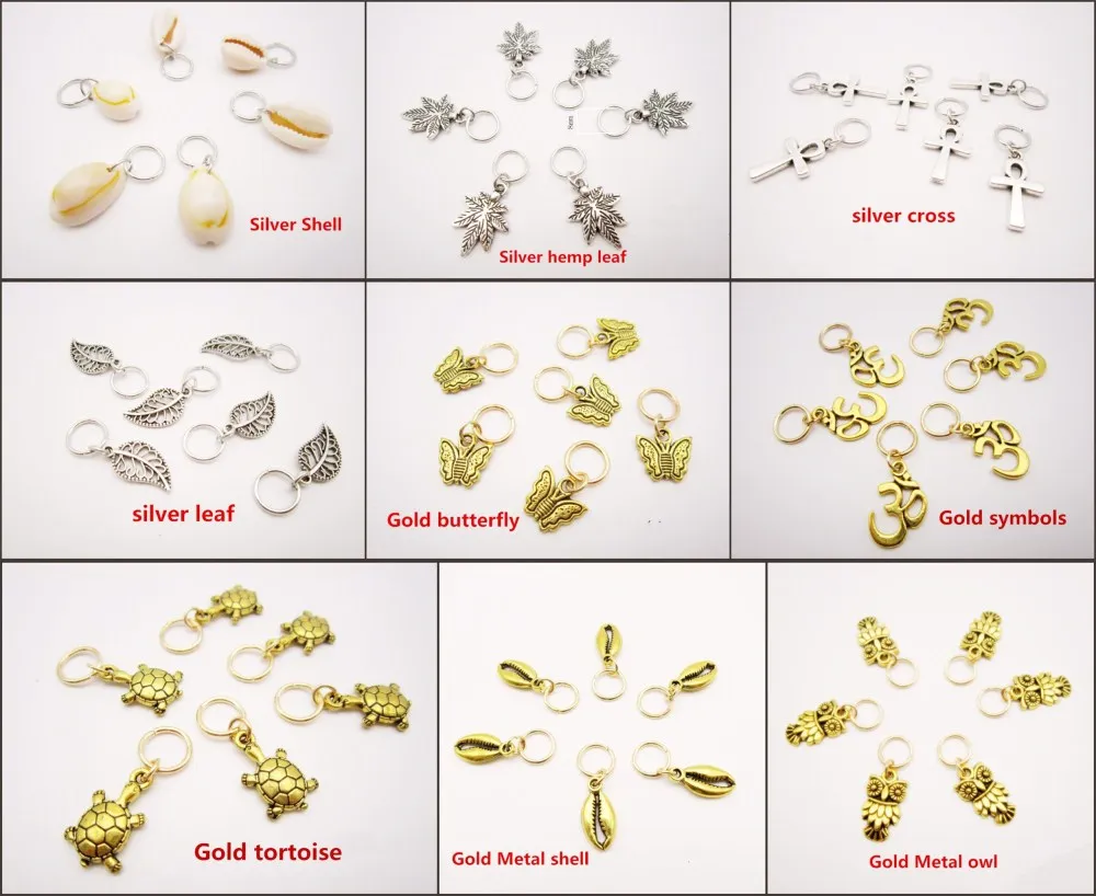 different Charms hair braid dread dreadlock beads clips rings for Hair Styling Accessories 6Pcs/pack approx 8mm inner hole,ring beads,hair braid accessories