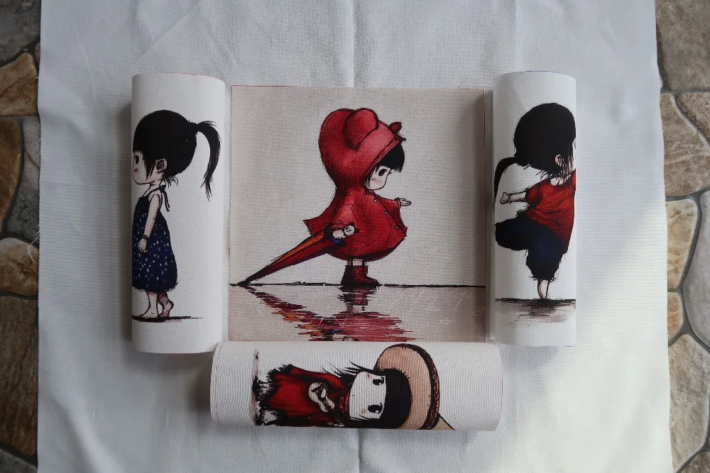 

Cute girl hand dyed cloth digital printing cloth cotton patchwork 19*19CM manual DIY Positioning cloth home decora