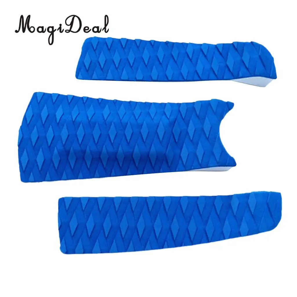 MagiDeal 3Pcs Adhesive Diamond Grooved Non-slip EVA Surf Traction Pad Tail Pad Deck Grip Mat for Surfboard Shortboard Skimboard