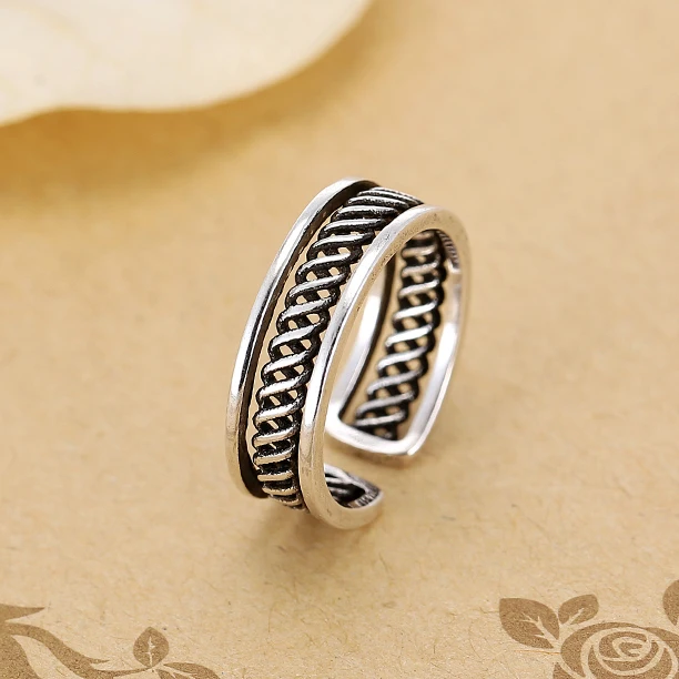 

Retro Style 925 Sterling Silver personality Open Rings For Women Vintage Jewelry Accessories Free Shipping