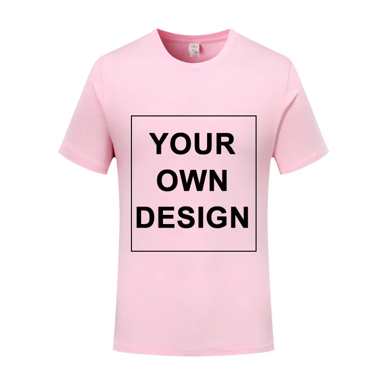 Футболка на заказ, ваш собственный дизайн, хлопок, на заказ, Мужская футболка, короткий рукав, повседневные топы, футболка, сделай сам, мужская одежда с принтом - Цвет: pink