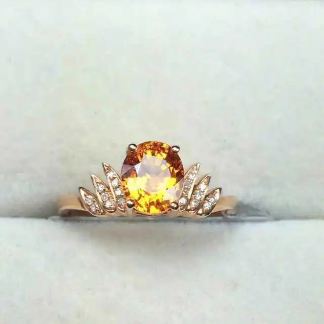 

Natural citrine Ring Natural yellow crystal Ring S925 sterling silver trendy elegant Angel wings women's girl party Jewelry