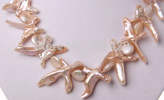 

Shipping stunning big 53mm baroque pink freshwater cultured pearl necklace 19" (C0309)