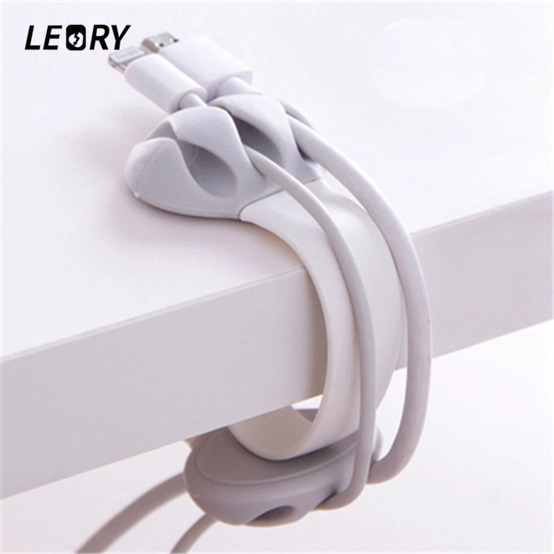 

LEORY 2pcs Silicone Bobbin Winder Anti-skid Desktop Clip-on Cable Holder Organizer Winder Wire Wrap Cord Mount Management