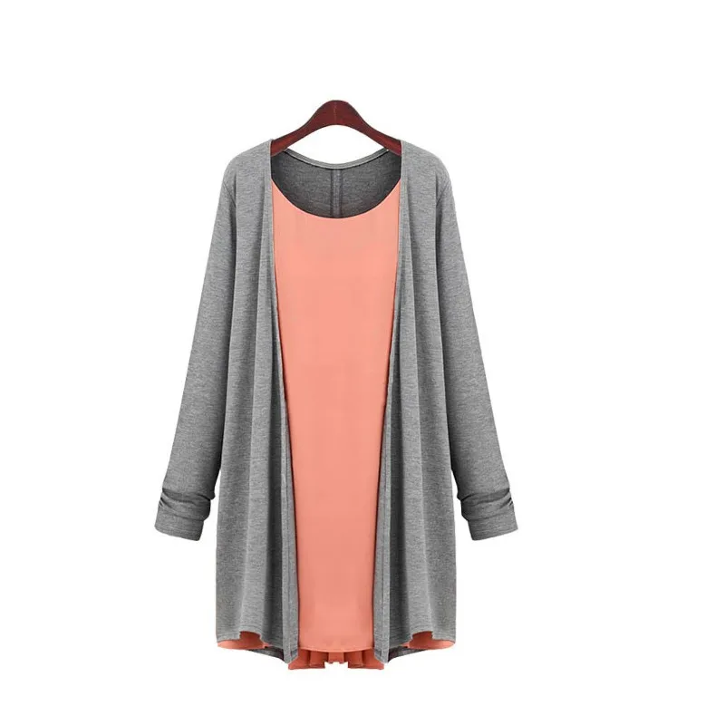 XL-4XL Plus size women spring Casual pleated cardigan women Fashion Patchwork knitwear knitted chiffon top long sleeve O-neck XL-4XL Plus size women spring Casual pleated cardigan women Fashion Patchwork knitwear knitted chiffon top long sleeve O-neck