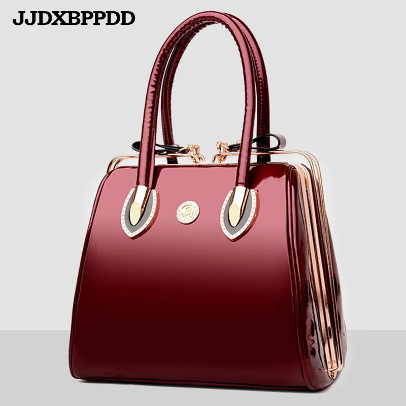 Женская каркасная сумка из лакированной кожи, сумка на плечо, женские дизайнерские сумки высокого качества, Большая вместительная сумка через плечо - Цвет: E