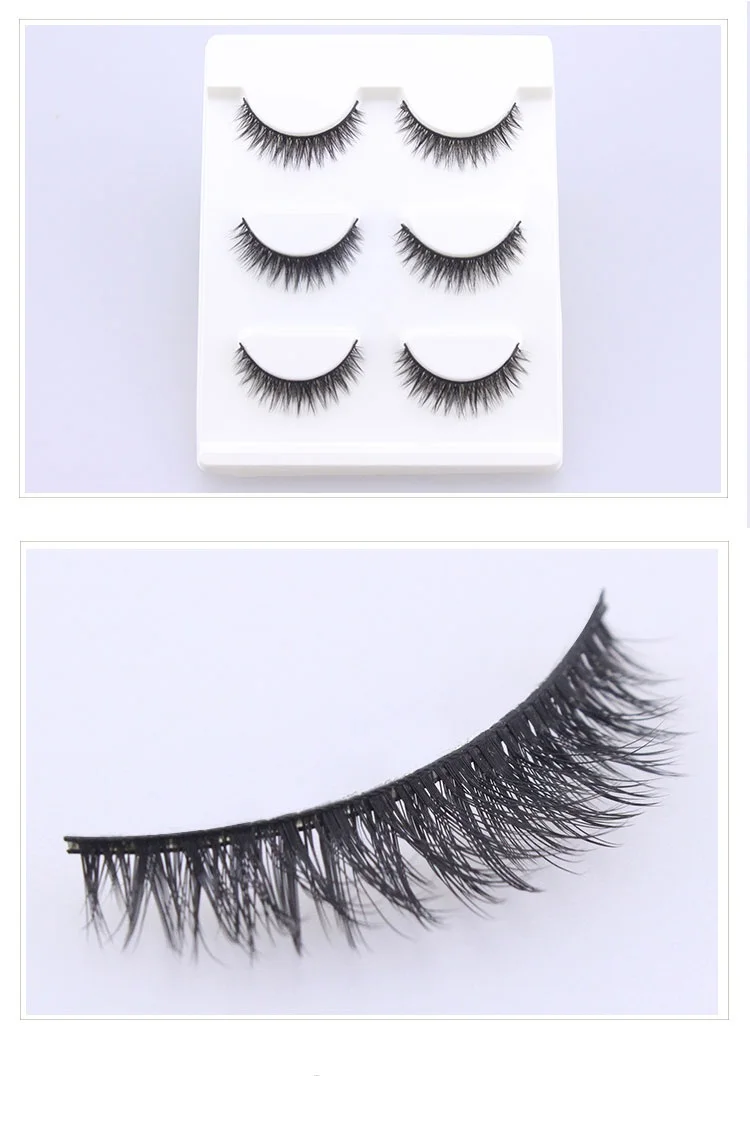 HBZGTLAD 3 pairs Manual Short False Eyelashes 3D multi layer Cross
