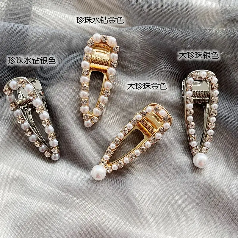 

New Arrival Water drop Hairpins Korean Crystal Pearl Elegant Women Barrettes Hair Clip Metal Gold Color Hairgrips Accessories