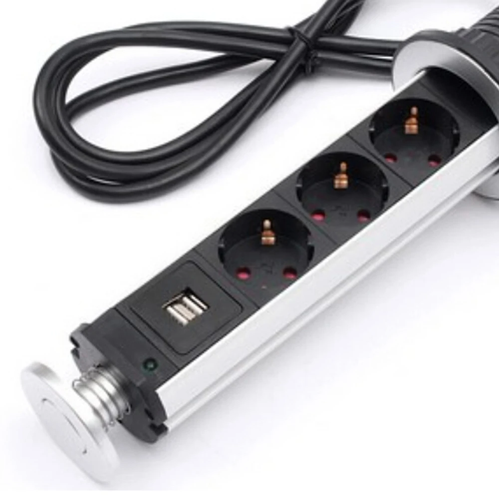 3 Hole Hidden Wall Power Socket Desktop Workshop Kitchen Socket
