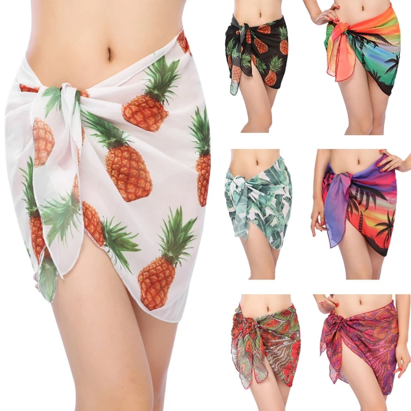 Women Swimwear Chiffon Printed Cover Up Beach Sarong Pareo Bikini