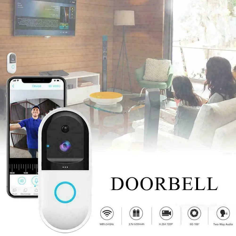

Wireless WiFi Smart Doorbell Video Camera Door Bell Phone Door Ring Remote Intercom Home Security