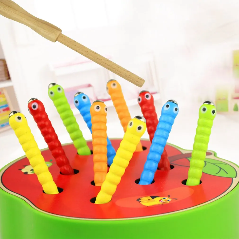3D Головоломка Детские деревянные игрушки Раннее детство развивающие игрушки ловить червя Игра цвет Когнитивная клубника захватывающая способность забавная