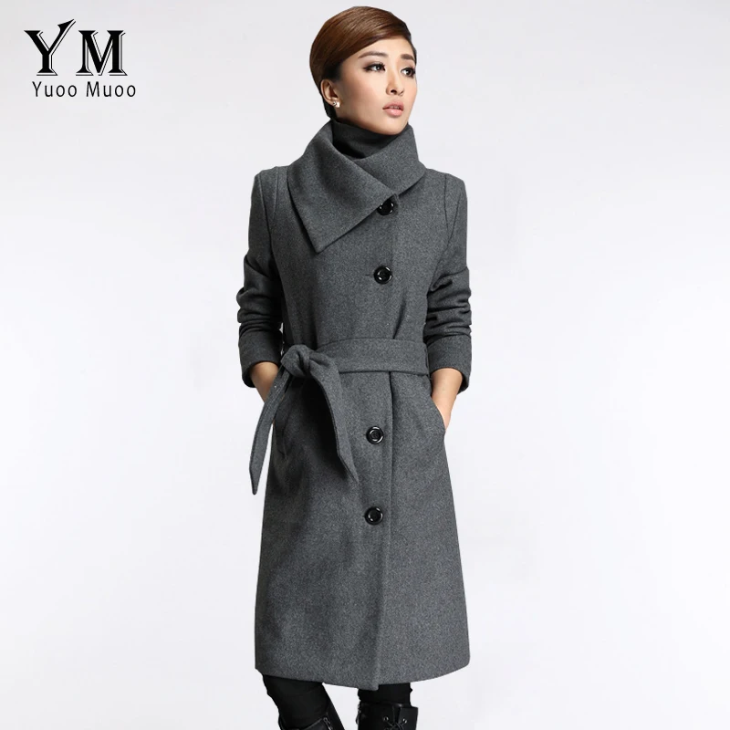 Ladies Belted Wool Coat - Coat Nj