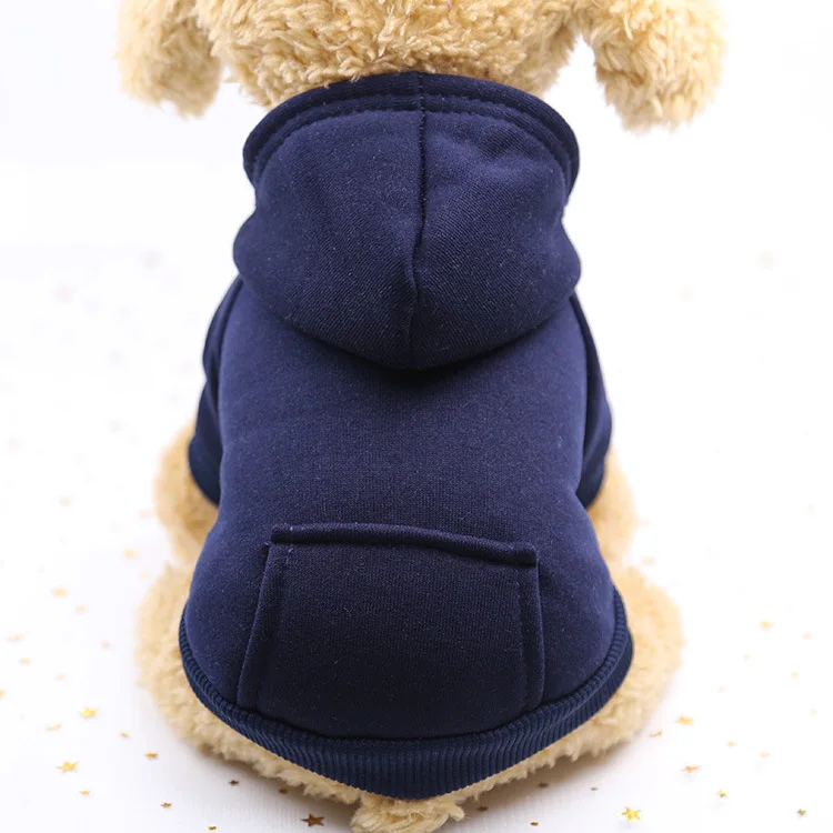 Зимние флисовые пальто с капюшоном для собак теплая хлопковая одежда куртки с карманом модная Милая одежда для щенка чихуахуа поставщика домашних животных - Цвет: deep blue
