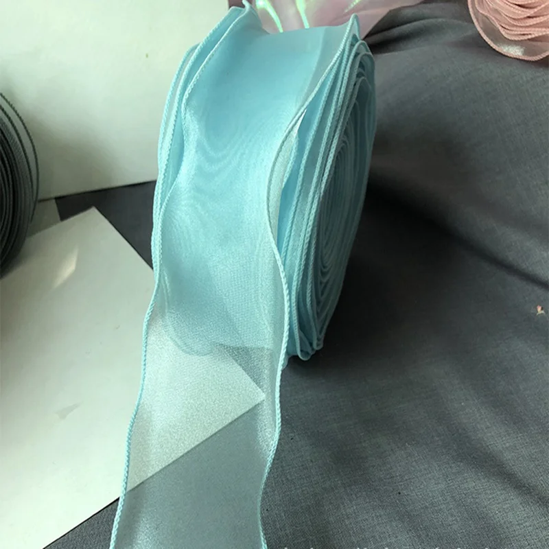 5,5 см* 35 м полупрозрачная романтическая волнистая пряжа лента для волос ручной работы бант аксессуары, Подарочная Привязка и упаковка букета - Цвет: I