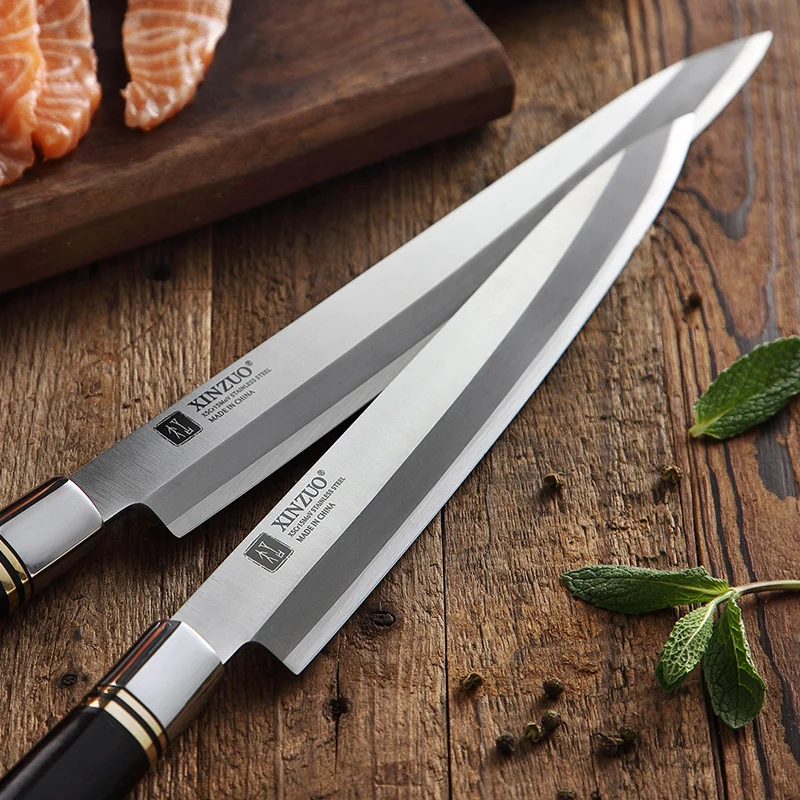  XINZUO 12'' Sashimi Sushi Knife with Scabbard X5Cr15MoV Steel Fish Filleting Knife Cleaver Kitchen  - 32831925700