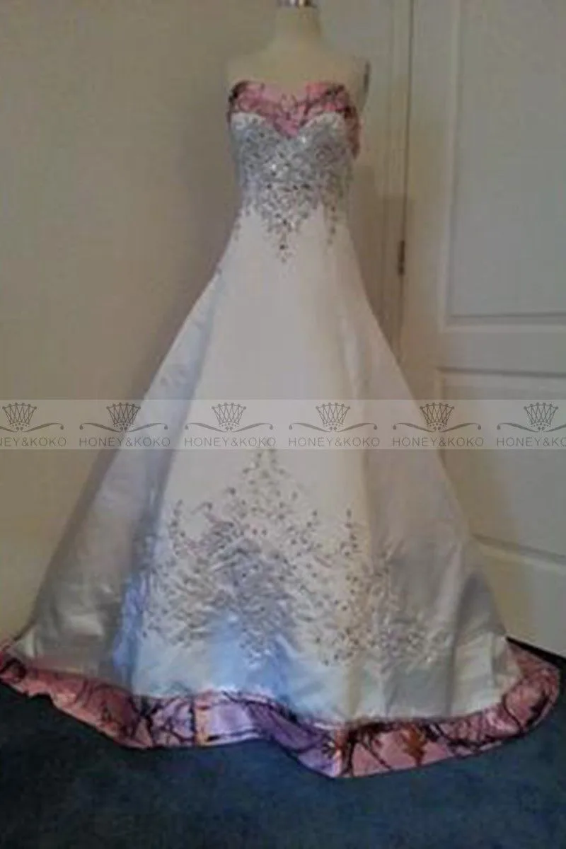 Stunning Plus Size Long White Camouflage Wedding Dresses 2016 Hot