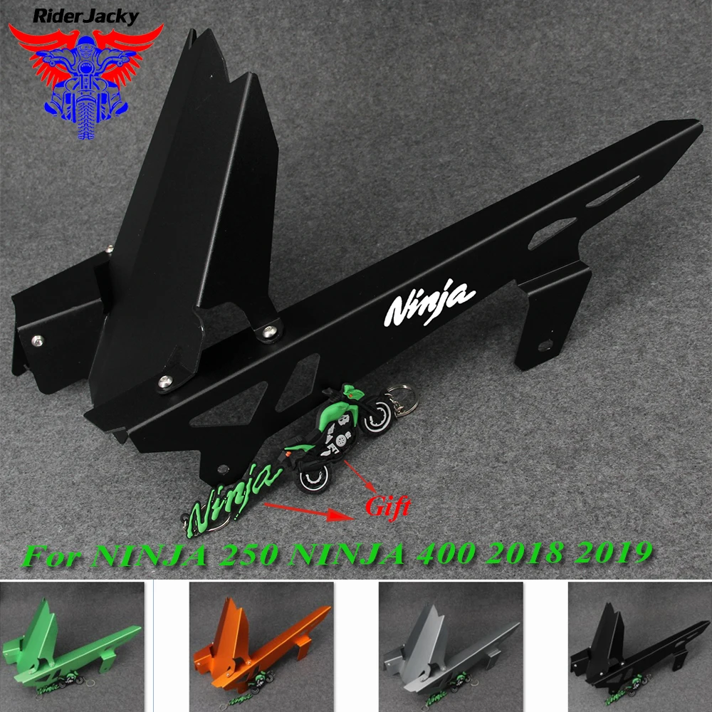 

Logo NINJA for Kawasaki NINJA 400 250 2018 2019 GARY GREEN BLACK CNC Motorcycle Chain Guard Cover & Rear Fender Mudguard Kit