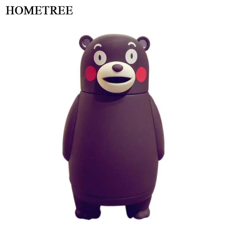 Beste HOMETREE Nieuwe 320ml Leuke Cartoon Glas Thermos Cup Zwarte Beer Mooie Roestvrijstalen Mok Draagbare Reizen Student Kind Cups h376