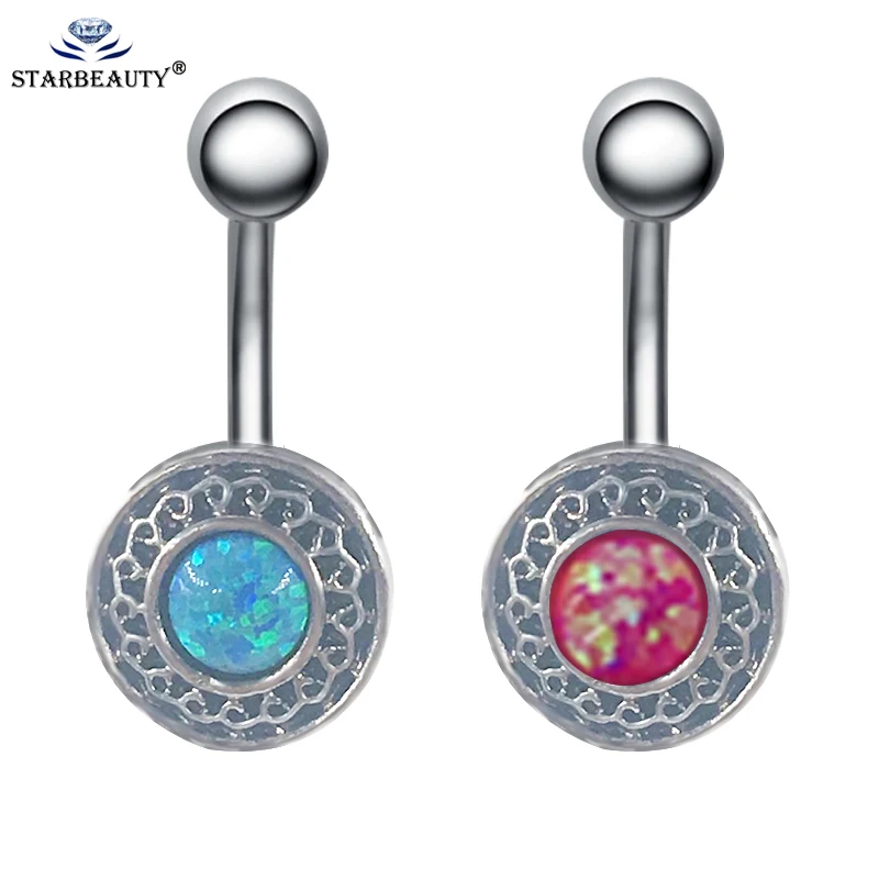 

New Arrival Vintage Opal Fashion Opal Belly Piercing 14G belly button rings surgical steel Body Jewelry Sexy Navel Piercing