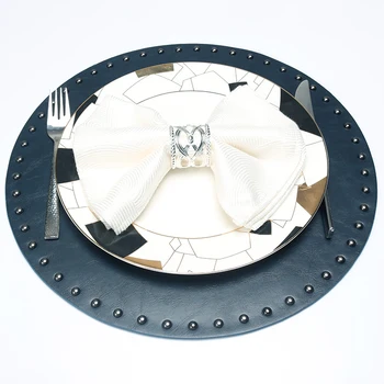 

Round Kitchen Table Mat PU Leather Place Mat Drink Coaster Insulation Pad Table Mats for Dining Table Placemat Diameter 38CM